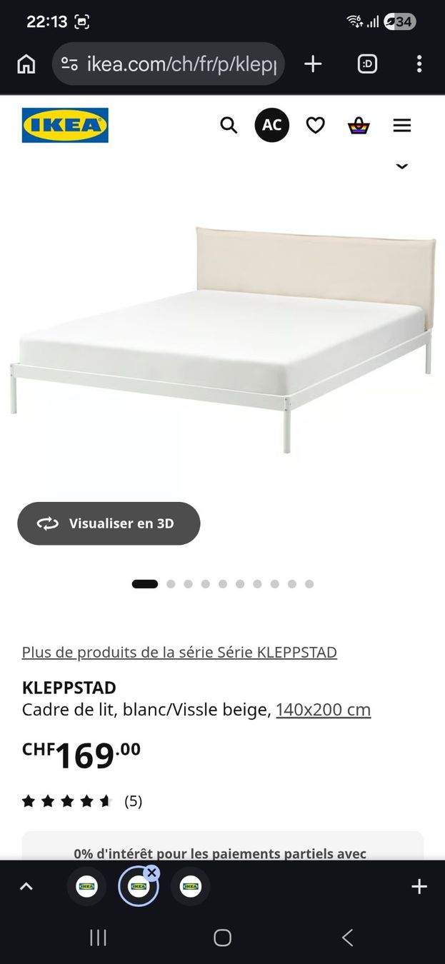 Ikea Letti: Lit et Matelas ikea double – Usato da Genève venduto da ash_h8jp 1