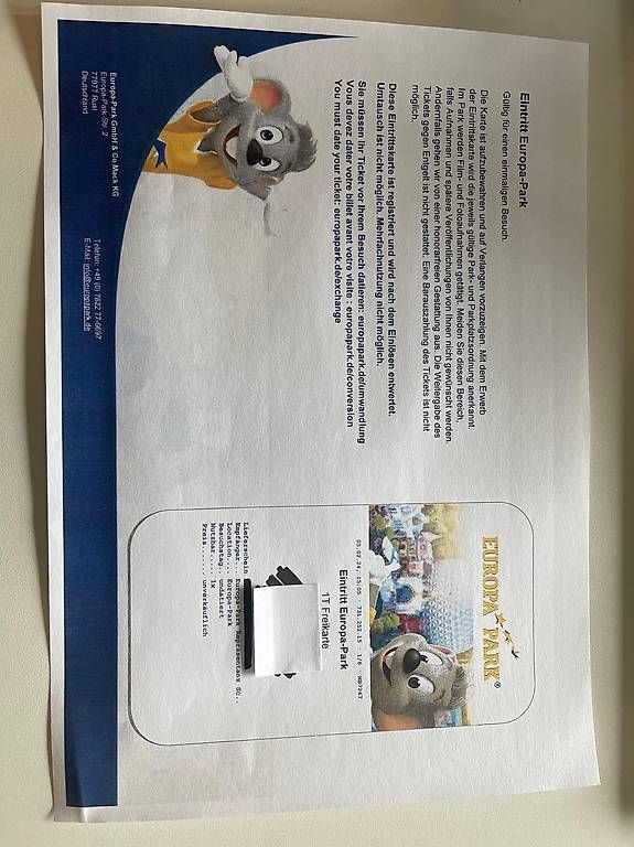 Tickets: 2 Tickets Europapark Rust – Neu (gemäss Beschreibung) aus Triesen von Chevalley 1
