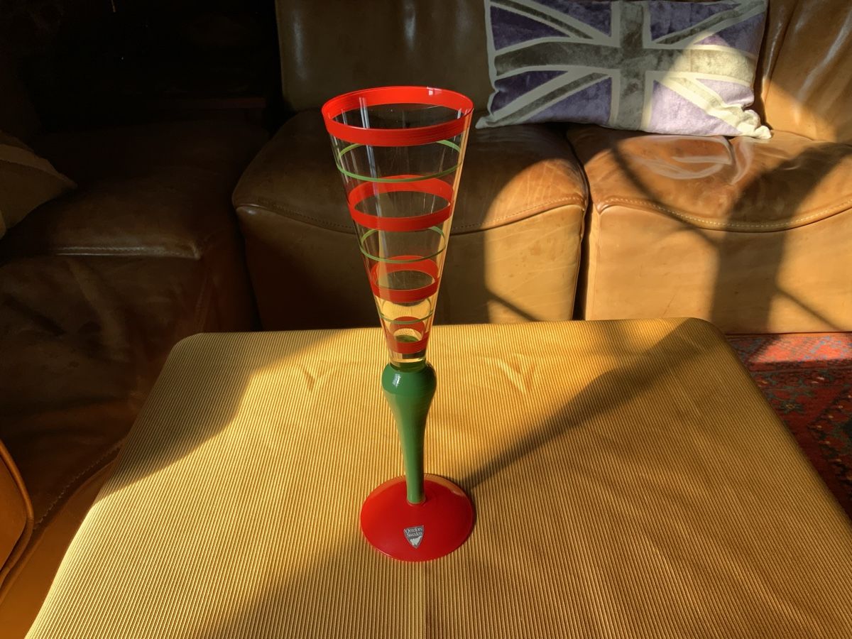 Flûtes à Champagne Clown par Anne Nilsson pour Orrefors, Suède, 1992, Set de 2 en vente sur