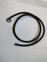 Schwarze Halskette, geflochtenes Leder, Neu 87 cm