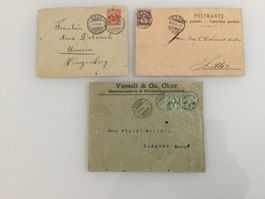1891-1904, Zunr. 60B, 61B, 65B, 3 Zifern Belege aus Chur