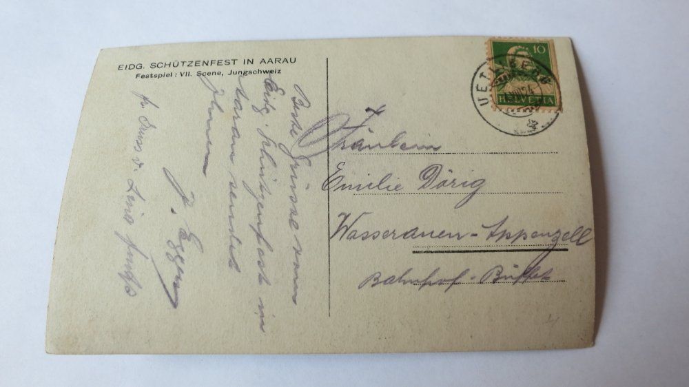 Cartoline postali: Aarau - Eidg. Schützenfest - 1924 – Usato da Jona venduto da centumprata 1