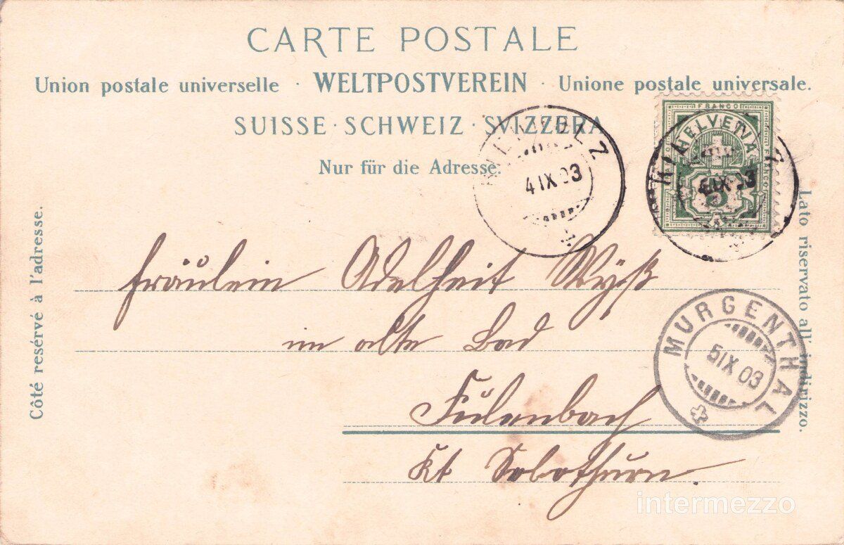 Cartoline postali: Solothurn // 1903 Gesamtansicht Stempel Murgenthal – Usato da Basel venduto da intermezzo12 1