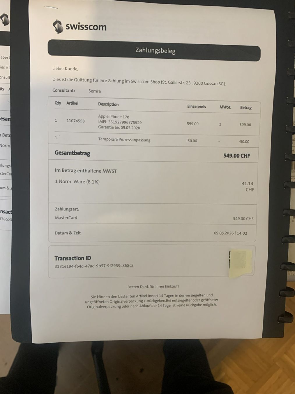 Apple Telefoni cellulari / Smartphones: iPhone17e Neu mit Garantie bis Mai 2028 – Nuovo (secondo la descrizione) da Flawil venduto da hfsku4952 3