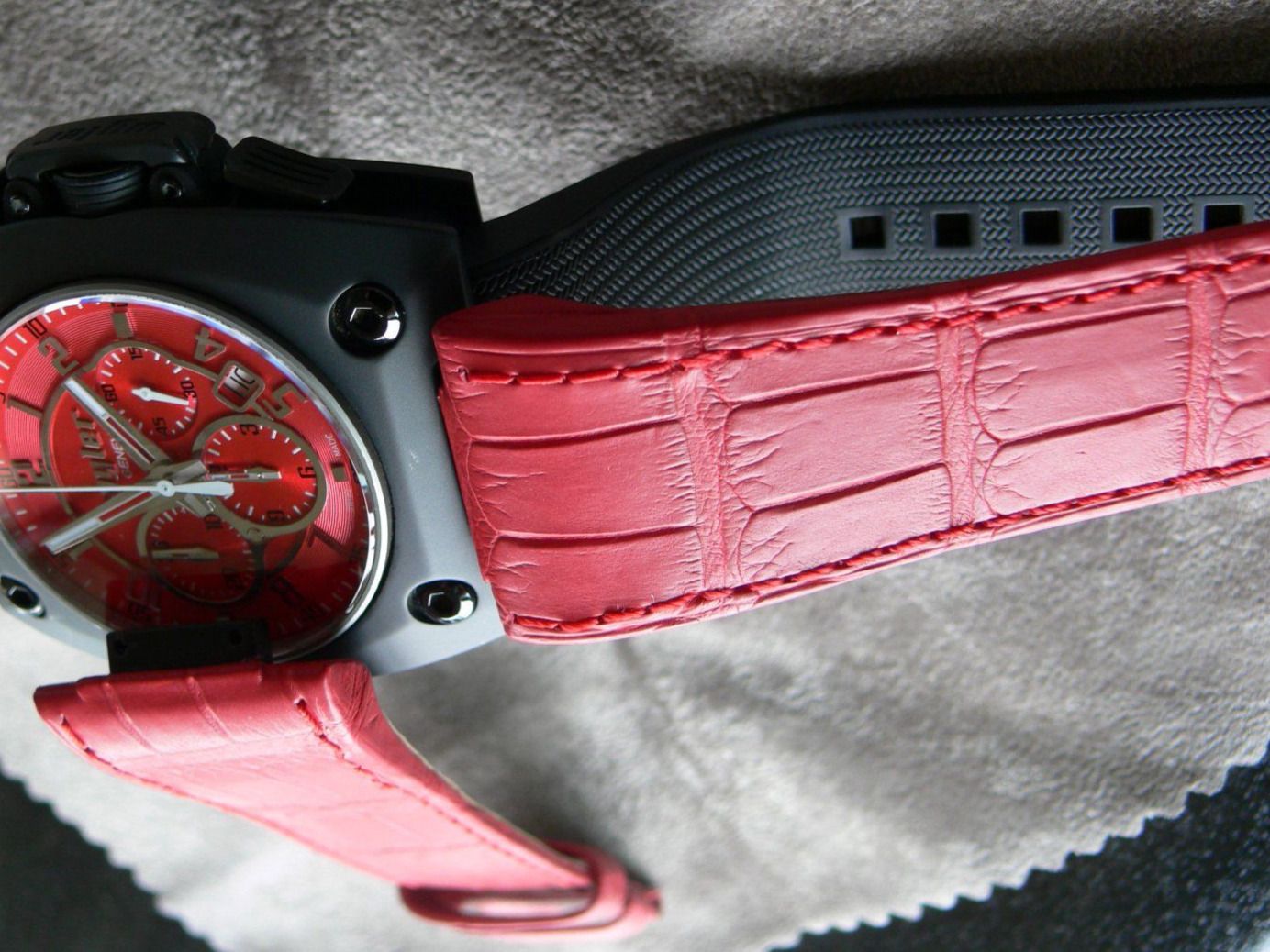 Bracciali & Braccialetti: Wyler Code R Strap Belt Kroko-Band Rot Large - lange Grösse – Nuovo (secondo la descrizione) da Remigen venduto da Kelias 7
