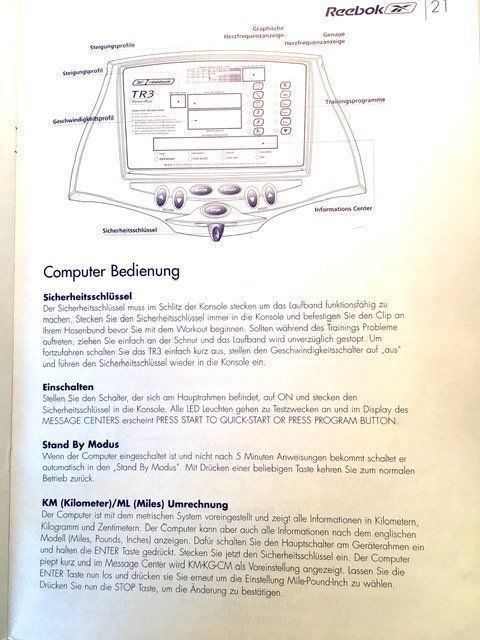 Reebok tr3 premier run treadmill online manual