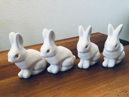 4er Set Osterhasen / Keramik weiss / mittel Gross / Ricardo