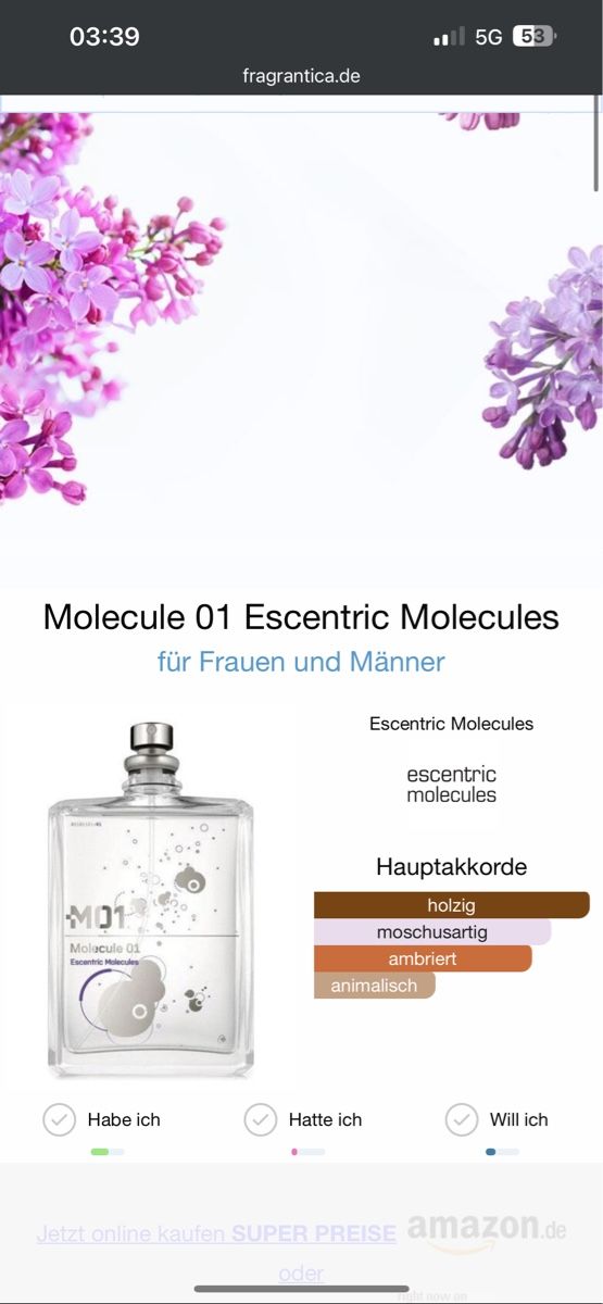 Profumi & Eau de Toilette: Molecule 01 Escentric Molecules, 2 ml – Usato da Sursee venduto da nri_g5z8 1