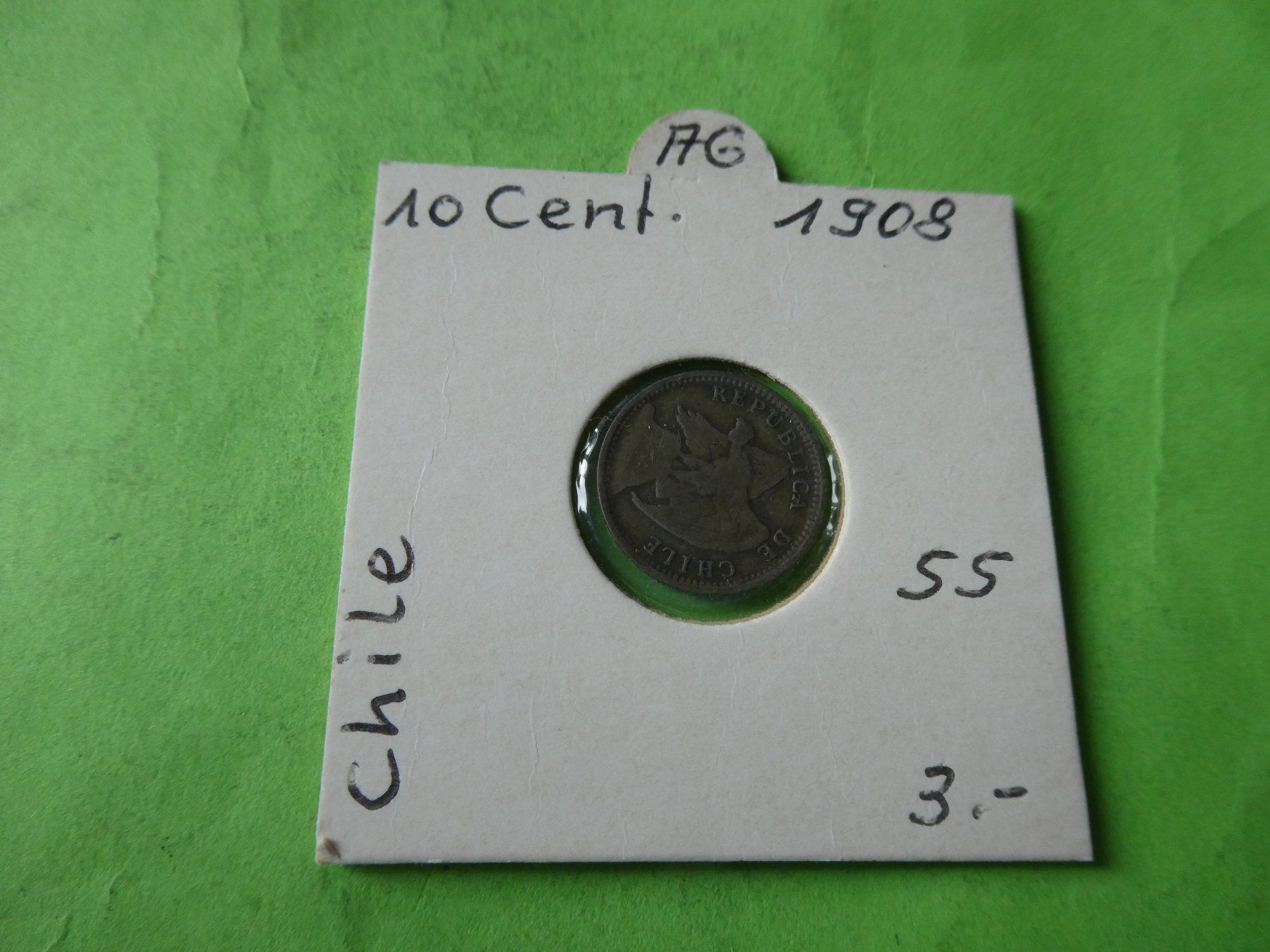 Tutti le monete: Chile 1908, 10 Centavos  - Silber – Usato da Hinterforst venduto da Rohusri