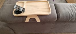 Massives Holz-Sofa Tablett mit Handyhalter (2)