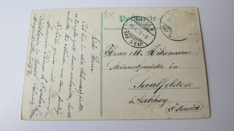 Cartoline postali: Basel - neue mittlere Rheinbrücke - 1909 – Usato da Jona venduto da centumprata 1