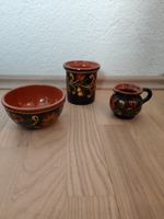 Keramik hndbemalt– Schale, Krug & Becher – Vintage Set