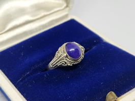 Vintage Silberring mit Lapislazuli, Grösse 16 mm