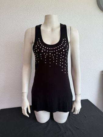 Débardeur A-Style noir asymétrique à strass – Taille S