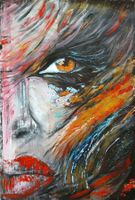 Acryl auf Druckleinwand handgemalt 120x80 Rolle ohne Rahmen