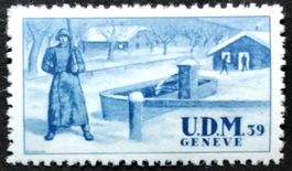 Soldatenmarke 2.WK, UDM Genève, hellblau, Wi UDM 8