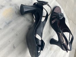 Ledersandalette "Shellys", schwarz, Grösse 39 (GB 6)