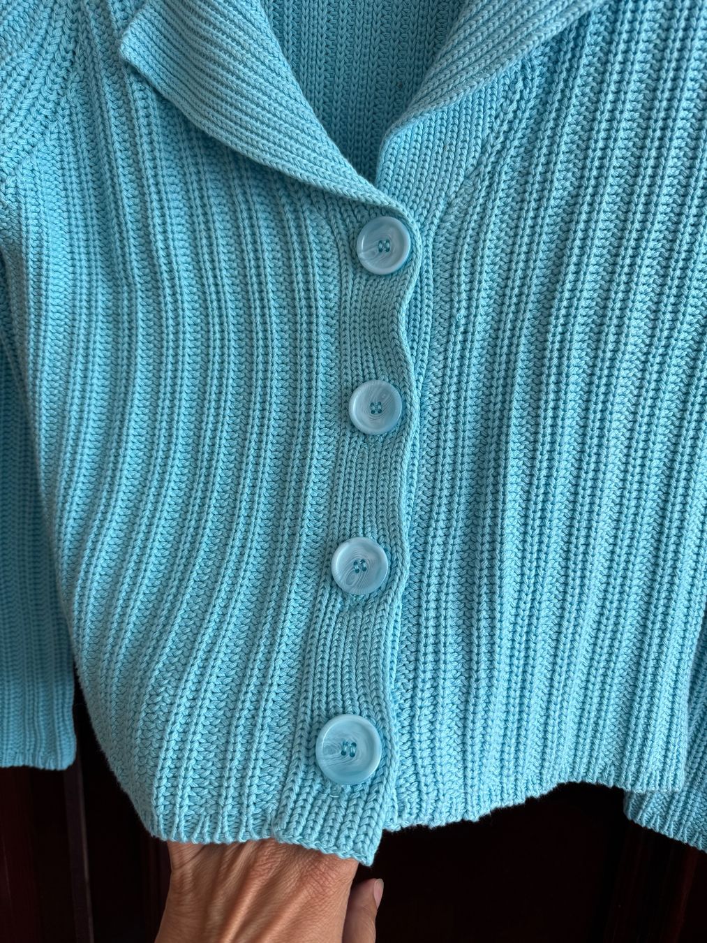 Giacche: Passport Strickjacke Cardigan Türkis – Usato da Obfelden venduto da cesarina10 4