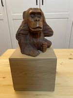 Affe ? Holz Skulptur mit stand Kunst 