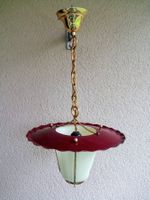 Vintage Hängelampe, echtes Glas, Messing und Metall