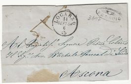 Tessinerstrahlenstempel Verscio 1858 auf Brief