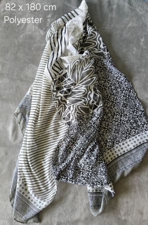 Schöner Sommer Schal, Schwarz/Weiss, 82 x 180 cm