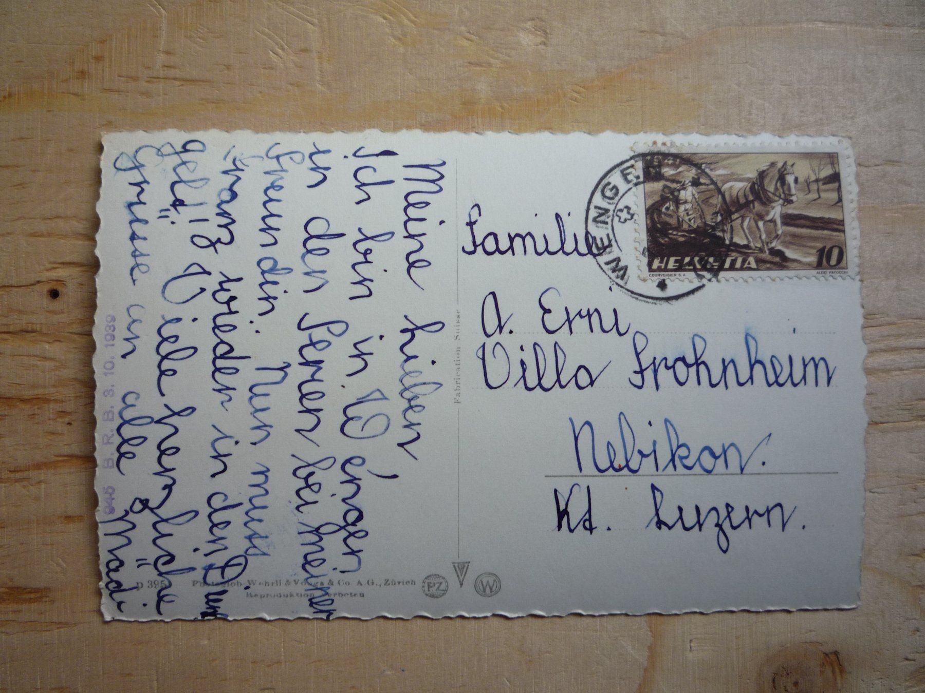 Cartoline postali: Wengen mit Jungfrau, 7.VI.41 – Usato da Rieden SG venduto da Brockehuesli 1