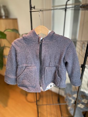 Handmade Wollwalk-Jacke mit Dino-Futter Gr. 80