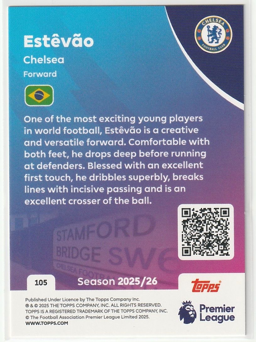 2026 Topps Premier League Estêvão RC Rookie Chelsea FC (Neu (gemäss ...