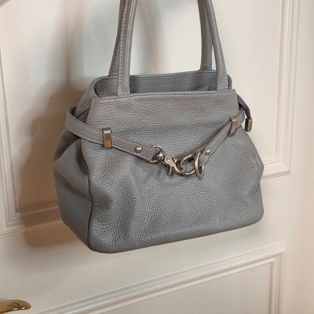 Italienische Ledertasche – grau, elegant, vintage