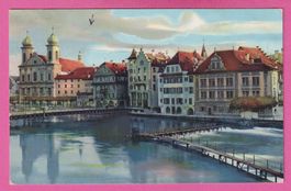 Alt Luzern gel 190x?? Partie an der Reuss Stabstempel Luzern