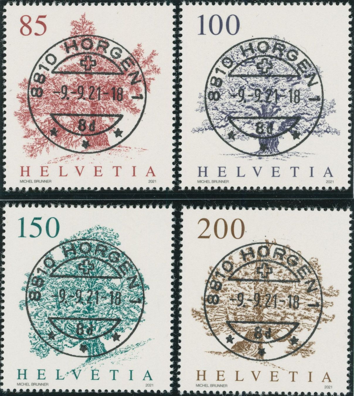 Tutti i francobolli: 2021 - Bäume - Ersttag Voll Stempel ET – Usato da Schindellegi venduto da leecollect