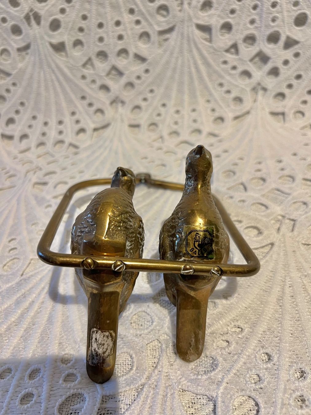 Statuette: Zwei Messing Vögel sitzen auf einer Schaukel – Usato da Frenkendorf venduto da Only1 3