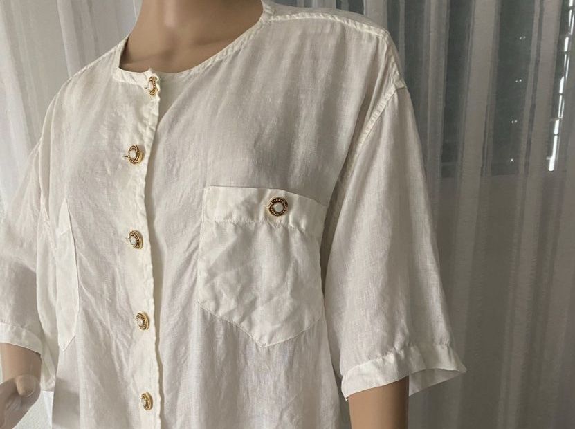 Blusen: Perfekter Auftritt - einzigartige 100%-Leinen-Bluse, M/L – Neu (gemäss Beschreibung) aus Winkel von ferrari2022 2
