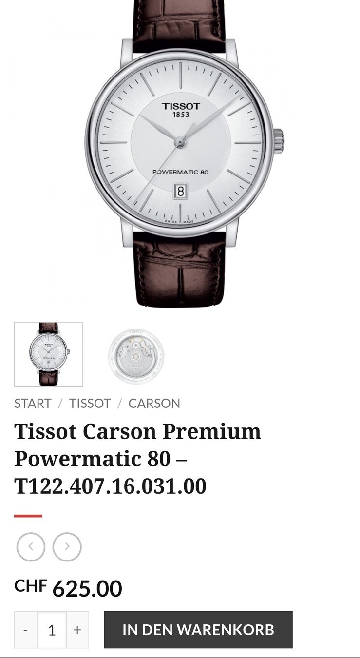 Tissot Montres: Tissot Carson Powermatic 80  – D'occasion à Abtwil AG par nue_h5bp 4