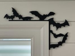 Halloween Bats Corner Decor Black Set of 6 New