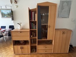 Grosse Schweizer Massivholz 4 teilige Wohnwand