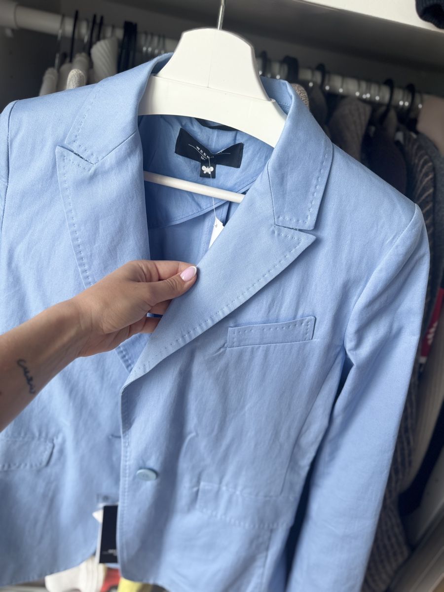 Max Mara Giacche: Weekend Max Mara Cotton Blazer - Pastel Blue - New! – Nuovo e nell'imballaggio originale da Sattel venduto da Zlata1 3