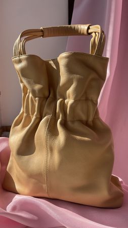 VINTAGE YELLOW BEIGE REAL LEATHER BAG BY FURLA