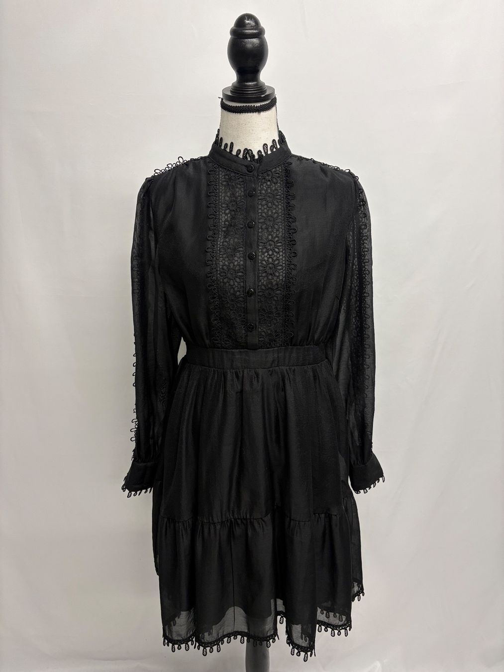 Vestiti: YAS schwarzes Kleid mit Spitze Gr. S Boho langarm – Nuovo (secondo la descrizione) da Regensdorf venduto da secondchancefashion