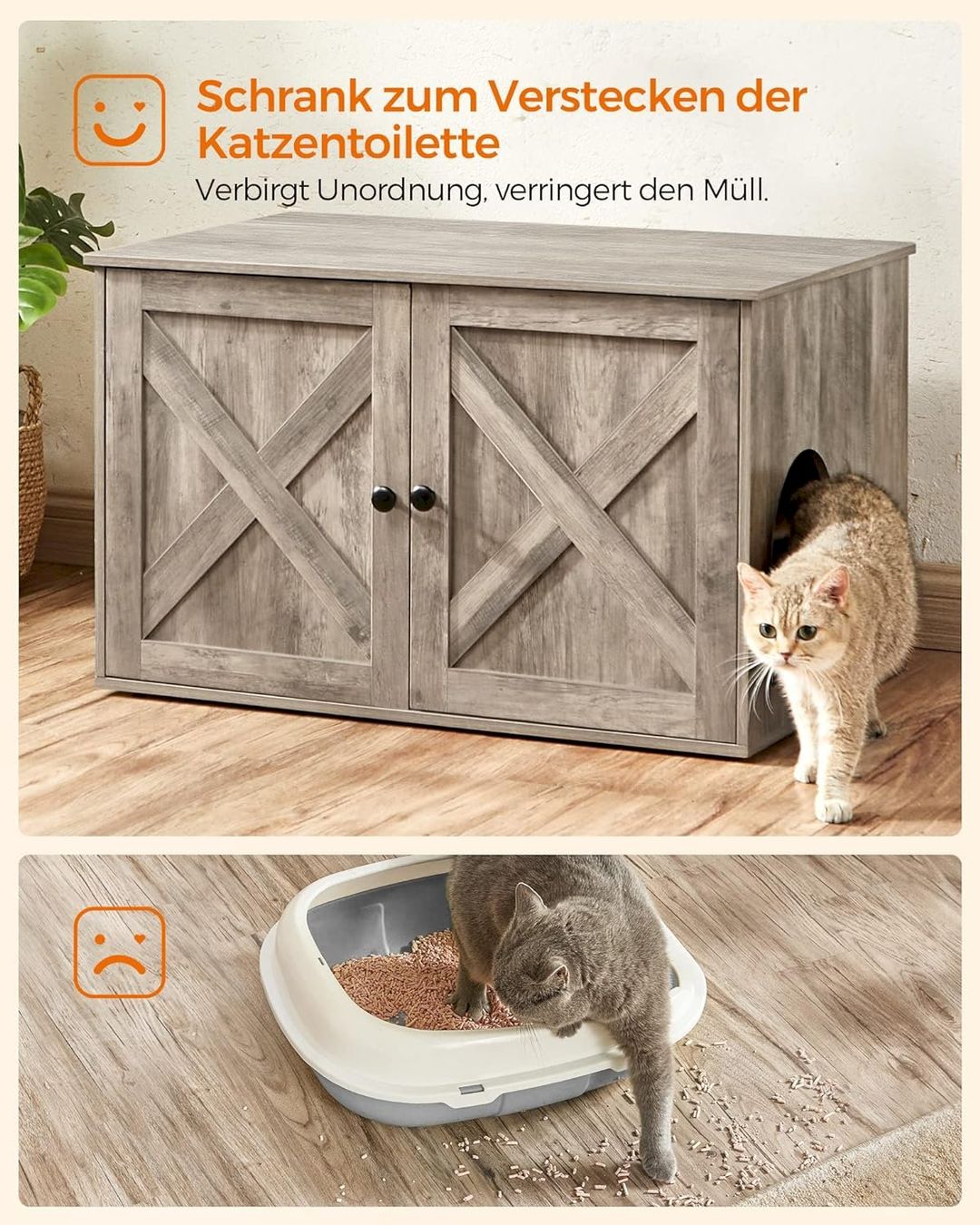 Cucce & Letti: Feandrea Katzenhaus mit Türen Greige – Nuovo e nell'imballaggio originale da Bottighofen venduto da zaap 6