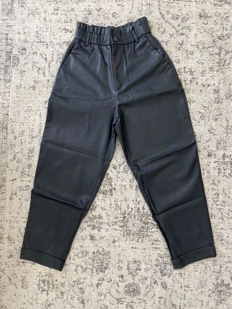 Pantalon similicuir ZARA, XS, noir