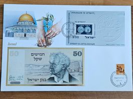 Notenbrief Bankfrische 50-Shekel-Banknote von Israel