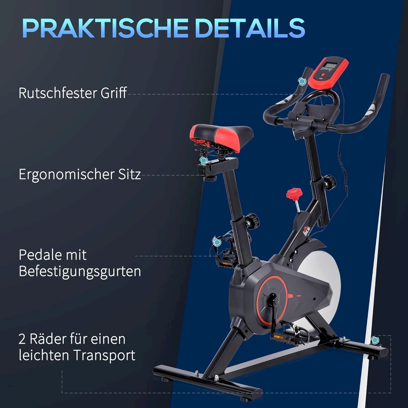 Hometrainer: HOMCOM Indoor Bike Trainer Schwarz+Rot – Nuovo e nell'imballaggio originale da Bottighofen venduto da zaap 7