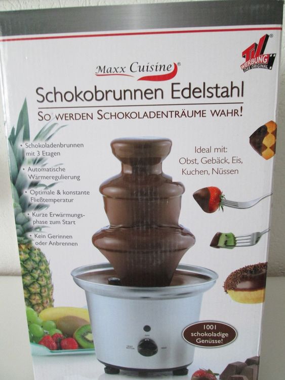 Schokobrunnen 3 Ebenen, 40W, 0,45kg – Mit 6 Gabeln & Tablett – Edelstahl & PP – Fließende Schokolade Für Partys, Hochzeiten & Jubiläen – Leicht Zu Reinigen