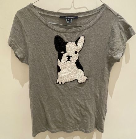 French Connection Pailletten French Bulldog / Hund T-Shirt