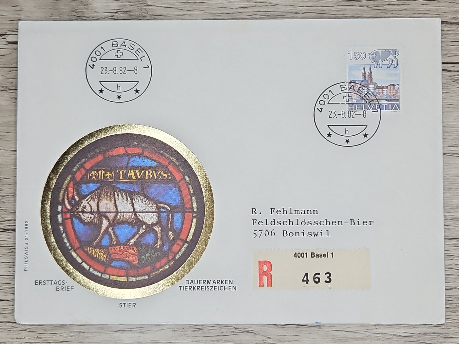 Tutti i francobolli: CL01 Enveloppe + Timbre Suisse 1982 – Usato da Cousset venduto da Patrick_Collections