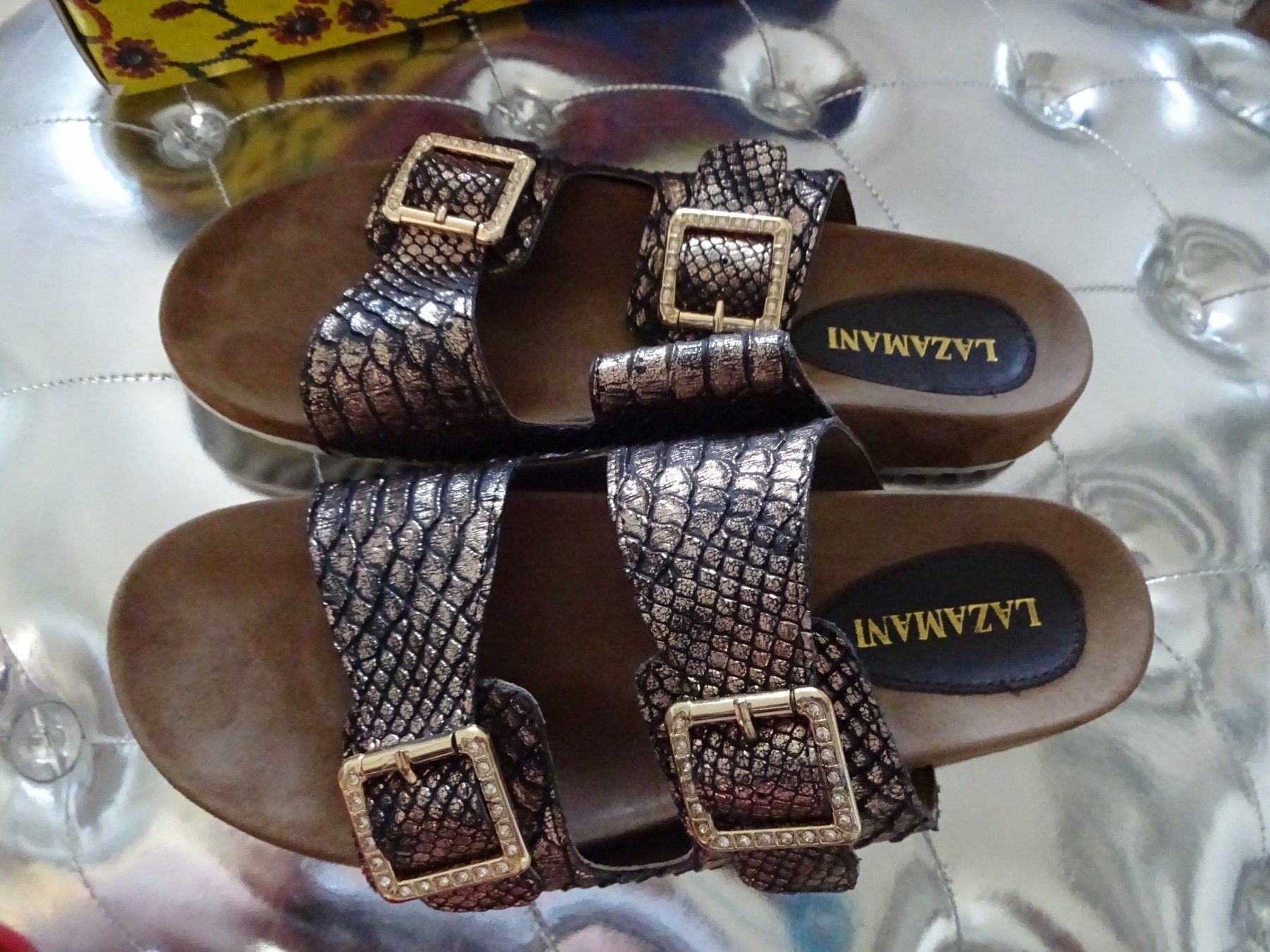 Lazamani Scarpe da donna: Neu Lazamani Pantoletten Gr.40 mit Strass – Nuovo e nell'imballaggio originale da Sisseln AG venduto da Flohmix 3