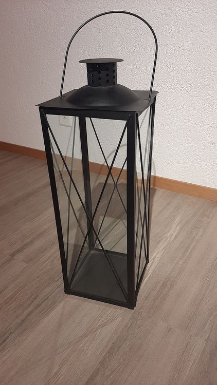 Lanternes: Grosse schwarze Laterne Windlicht für Garten Balkon – D'occasion à Steffisburg par Globas 1