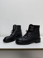 Chanel black lace up boots (38-38.5)